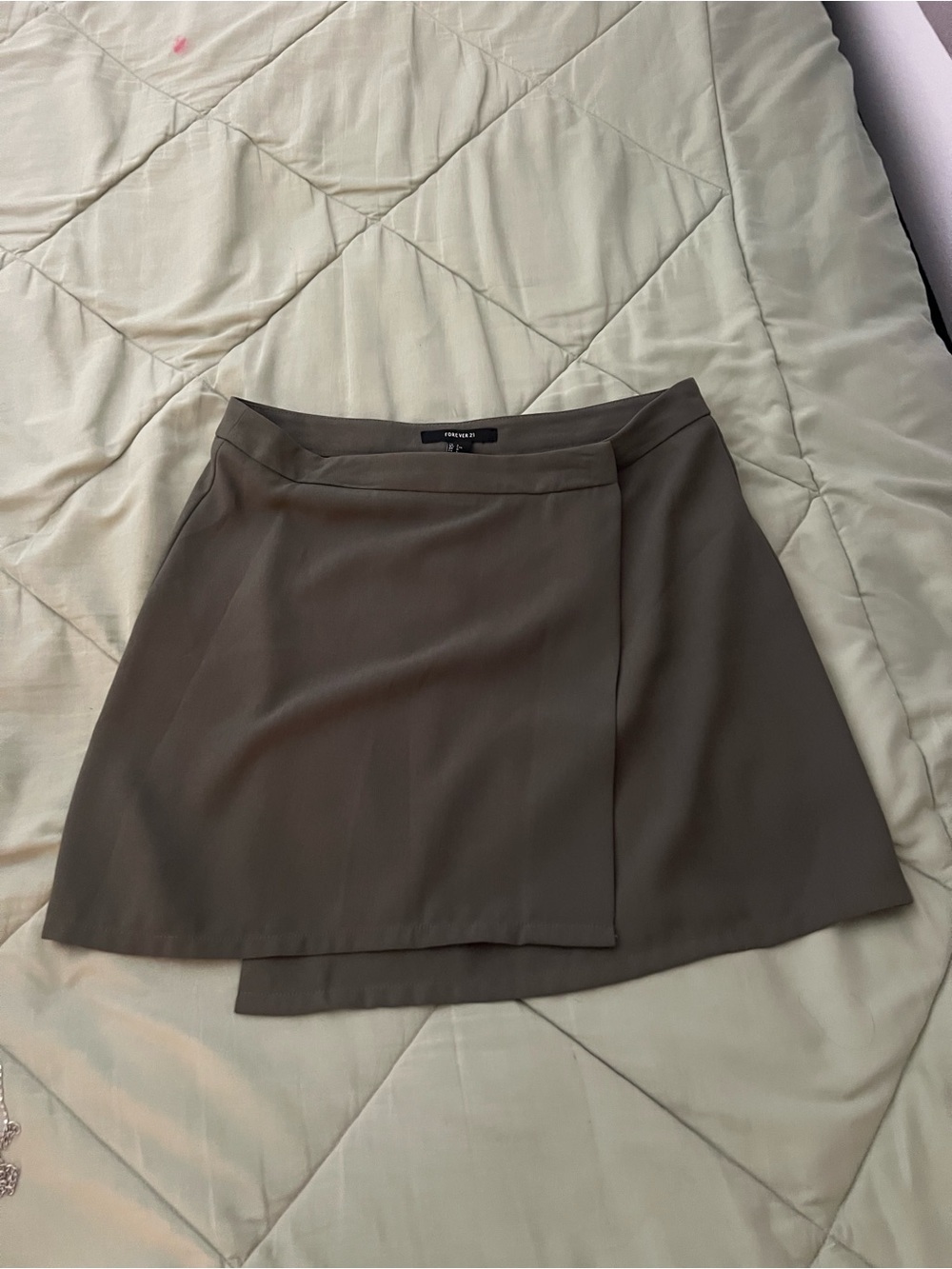Forever 21 Asymmetrical Olive Green Wrap Mini Skirt